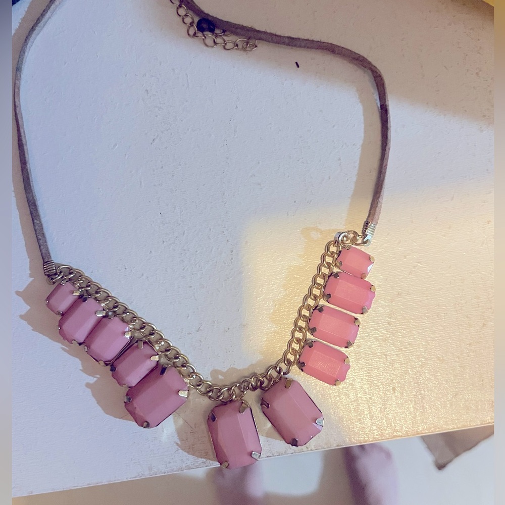 Pink & suede necklace